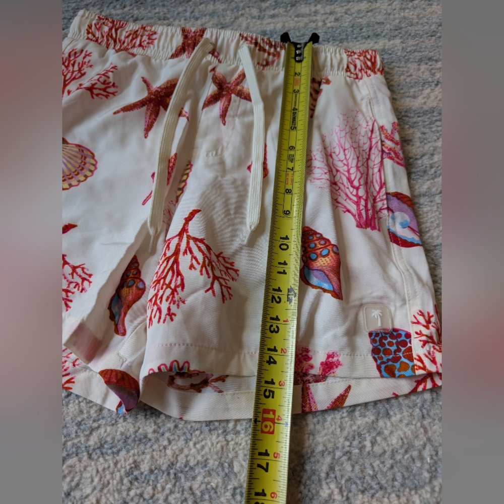 S Malibu Beach Club Men's Shorts Hawaiian Drill Lined Swim Beach Shells Nwot - Picture 6 of 7